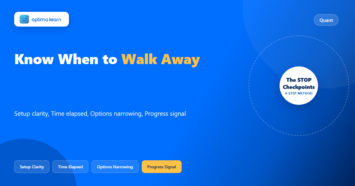 The STOP Checkpoints, a 4-signal framework for knowing when to walk away from a CAT Quant question, from Optima Learn